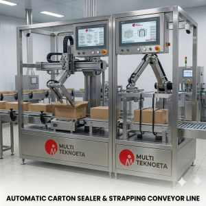 Automatic Carton Sealer & Strapping Conveyor Line